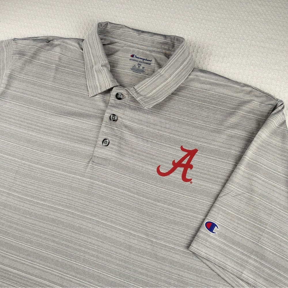 Champion Polo Shirt University of Alabama Mens 2XL S/S Crimson Tide Gray Red